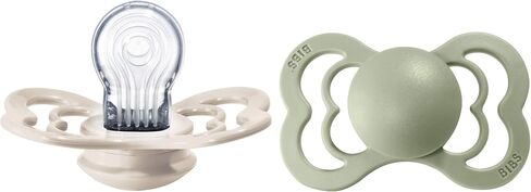 BIBS Pacifiers - Supreme Collection | BPA-Free Baby Pacifier | Made in Denmark | Set of 2 Ivory/Sage Color Premium Soothers | Size 6-18 Months in Saudi Arabia