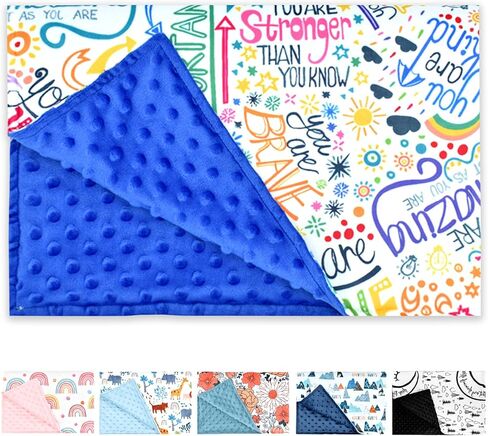 بطانية Winmany للأطفال من القطيفة للأولاد والبنات، بطانيات مينكي ناعمة، غطاء منقط، طبقة مزدوجة، بطانية حيوانات دافئة للأطفال الصغار لهدايا استحمام سرير الأطفال (قوس قزح) in Kuwait