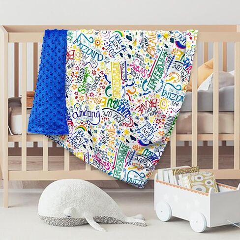 بطانية Winmany للأطفال من القطيفة للأولاد والبنات، بطانيات مينكي ناعمة، غطاء منقط، طبقة مزدوجة، بطانية حيوانات دافئة للأطفال الصغار لهدايا استحمام سرير الأطفال (قوس قزح) in Kuwait