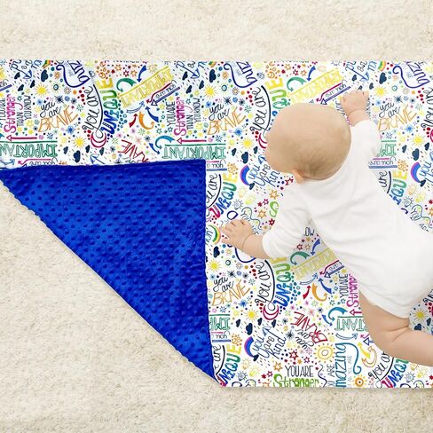 بطانية Winmany للأطفال من القطيفة للأولاد والبنات، بطانيات مينكي ناعمة، غطاء منقط، طبقة مزدوجة، بطانية حيوانات دافئة للأطفال الصغار لهدايا استحمام سرير الأطفال (قوس قزح) in Kuwait