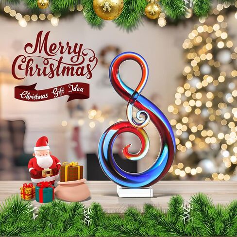 Tooarts Music Note من الزجاج منحوتة لتزيين المنزل هدية زخرفة زخرفة للحرف 14 بوصة in Kuwait