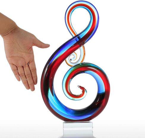 Tooarts Music Note من الزجاج منحوتة لتزيين المنزل هدية زخرفة زخرفة للحرف 14 بوصة in Kuwait