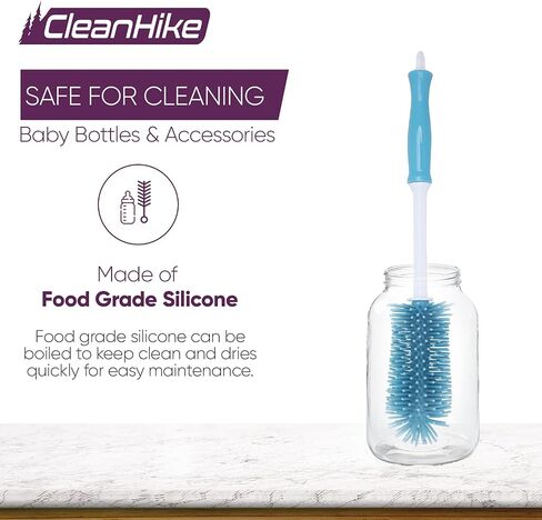 Blue (3) Baby Bottle Silicone Brushes and (30 Pack) Baby Milk Bottle Cleaning Tablets, Water Bottle Tumbler Cleaner in Saudi Arabia