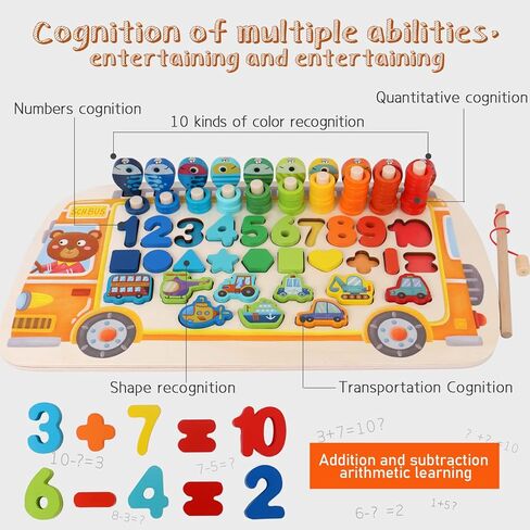 ألعاب مونتيسوري التعليمية المزدحمة للأطفال في مرحلة ما قبل المدرسة، والألغاز، وألعاب الرياضيات، والأرقام، ومصنفات الأشكال، والعد، والتكديس وصيد الأسماك، وهدايا الأنشطة للأولاد والبنات من سن 3 إلى 5 سنوات in Kuwait