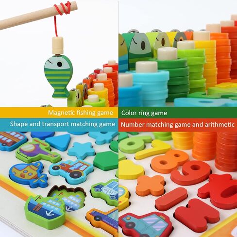 ألعاب مونتيسوري التعليمية المزدحمة للأطفال في مرحلة ما قبل المدرسة، والألغاز، وألعاب الرياضيات، والأرقام، ومصنفات الأشكال، والعد، والتكديس وصيد الأسماك، وهدايا الأنشطة للأولاد والبنات من سن 3 إلى 5 سنوات in Kuwait