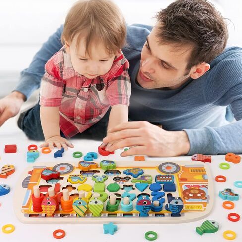 ألعاب مونتيسوري التعليمية المزدحمة للأطفال في مرحلة ما قبل المدرسة، والألغاز، وألعاب الرياضيات، والأرقام، ومصنفات الأشكال، والعد، والتكديس وصيد الأسماك، وهدايا الأنشطة للأولاد والبنات من سن 3 إلى 5 سنوات in Kuwait