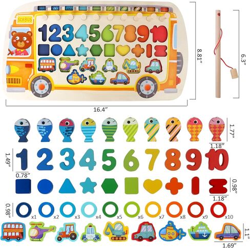 ألعاب مونتيسوري التعليمية المزدحمة للأطفال في مرحلة ما قبل المدرسة، والألغاز، وألعاب الرياضيات، والأرقام، ومصنفات الأشكال، والعد، والتكديس وصيد الأسماك، وهدايا الأنشطة للأولاد والبنات من سن 3 إلى 5 سنوات in Kuwait