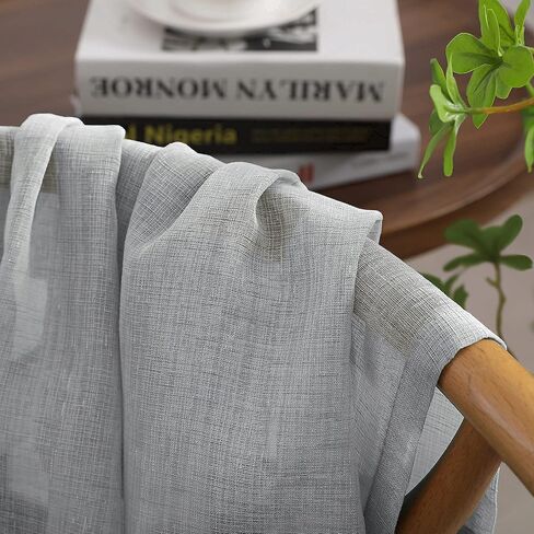 Silver Grey Kitchen Curtains 36 Inch Length for Kitchen 2 Panels Rod Pocket Linen Woven Textured Semi Sheer Cafe Curtain Tiers for Party Living Room Small Window Bathroom 30x36 Inches Long Light Gray in Saudi Arabia