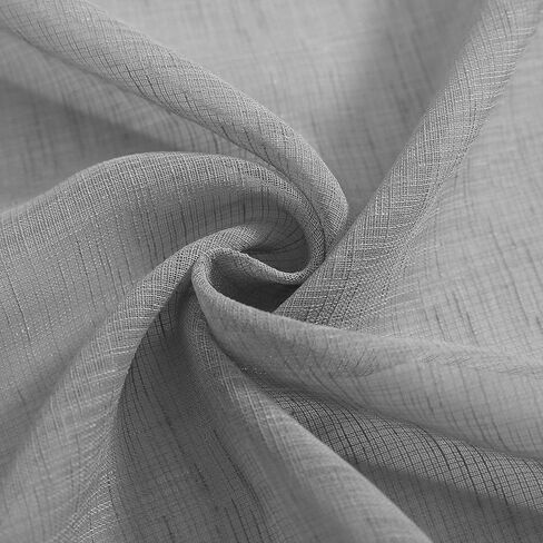 Silver Grey Kitchen Curtains 36 Inch Length for Kitchen 2 Panels Rod Pocket Linen Woven Textured Semi Sheer Cafe Curtain Tiers for Party Living Room Small Window Bathroom 30x36 Inches Long Light Gray in Saudi Arabia