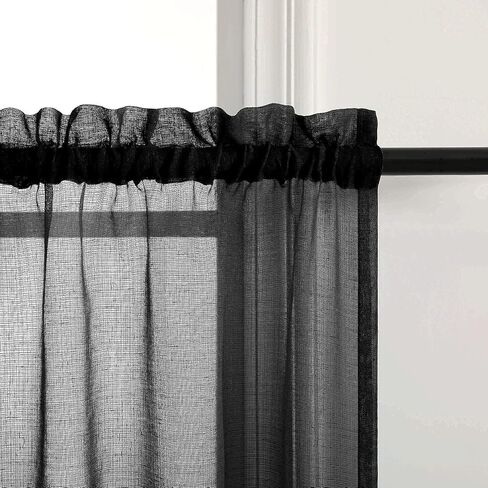 Silver Grey Kitchen Curtains 36 Inch Length for Kitchen 2 Panels Rod Pocket Linen Woven Textured Semi Sheer Cafe Curtain Tiers for Party Living Room Small Window Bathroom 30x36 Inches Long Light Gray in Saudi Arabia