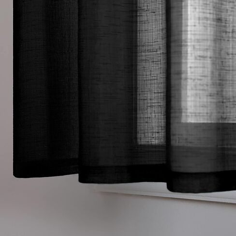 Silver Grey Kitchen Curtains 36 Inch Length for Kitchen 2 Panels Rod Pocket Linen Woven Textured Semi Sheer Cafe Curtain Tiers for Party Living Room Small Window Bathroom 30x36 Inches Long Light Gray in Saudi Arabia