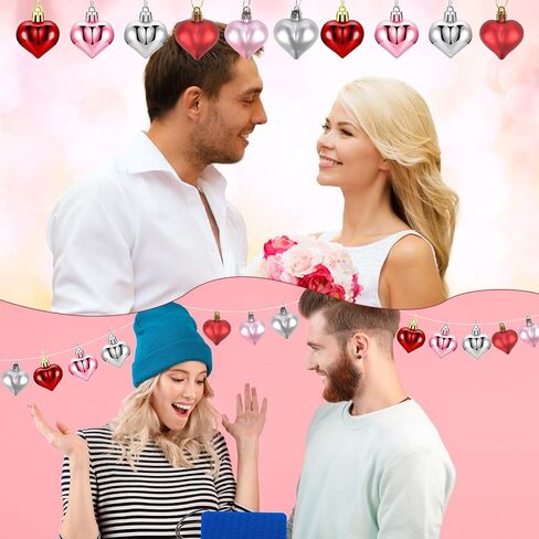 Chezmax 91PCS Mini Valentine’s Ornaments for Small Tree Valentines Mini Ornaments Valentine's Day Heart Ornaments Easter Egg Hanging Ornaments St. Patrick's Day Shamrock Ornaments for Mini Tree in Saudi Arabia