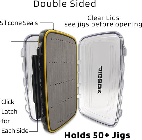 JIGBOX Fishing Jig Organizer - Holds 50+ Jigs - Double Sided - for Jig Heads and Tungsten Jigs, Black, Yellow in Saudi Arabia