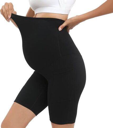 segarra studio Maternity Biker Shorts Over Belly Workout Yoga High Waisted Active Short in Saudi Arabia