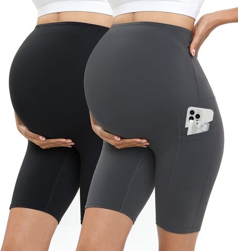 segarra studio Maternity Biker Shorts Over Belly Workout Yoga High Waisted Active Short in Saudi Arabia