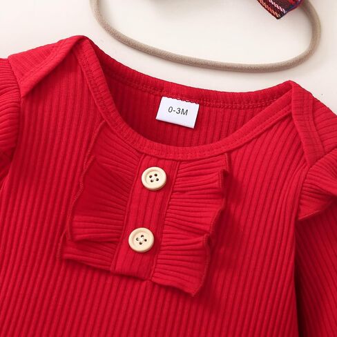 Baby Girl My 1st Christmas Outfits Letter Long Sleeve Romper Tops+Bell Bottom Pants+Headband 3 Pcs Clothes Set in Saudi Arabia