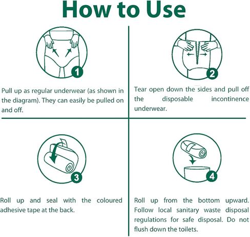 حفاضات نوفاميد لسلس البول، سراويل سحب للكبار، حفاضات للبالغين - 14 بنطال في كل عبوة (مقاس متوسط) - امتصاص 1650 مل in Kuwait