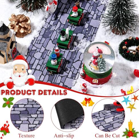 Marspark Christmas Village Accessories 5 x 50 Inch Christmas Miniature Road Village Street Mat Xmas Village Snow Street Decorations for Little Village Landscape(Red Brick Style) in Saudi Arabia