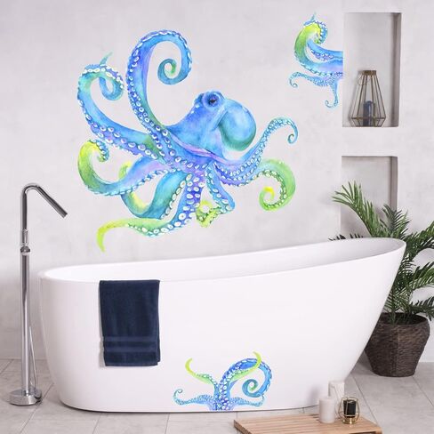 Large Octopus Wall Sticker Ocean Animal Wall Decal Peel and Stick Vinyl Wall Art Mural for Bathroom Decor Kraken Tentacles Wall Stickers Under The Sea Wall Decals for Kids Bedroom Living Room in Saudi Arabia