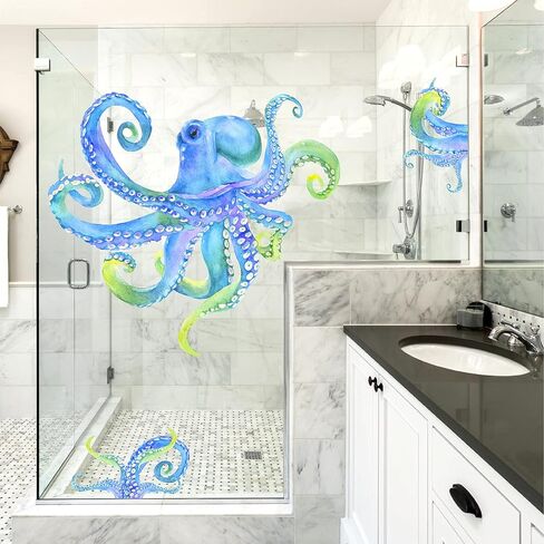Large Octopus Wall Sticker Ocean Animal Wall Decal Peel and Stick Vinyl Wall Art Mural for Bathroom Decor Kraken Tentacles Wall Stickers Under The Sea Wall Decals for Kids Bedroom Living Room in Saudi Arabia