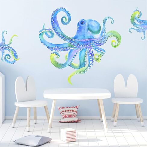 Large Octopus Wall Sticker Ocean Animal Wall Decal Peel and Stick Vinyl Wall Art Mural for Bathroom Decor Kraken Tentacles Wall Stickers Under The Sea Wall Decals for Kids Bedroom Living Room in Saudi Arabia