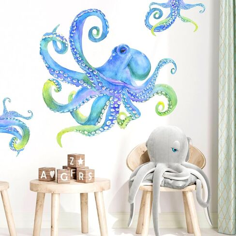 Large Octopus Wall Sticker Ocean Animal Wall Decal Peel and Stick Vinyl Wall Art Mural for Bathroom Decor Kraken Tentacles Wall Stickers Under The Sea Wall Decals for Kids Bedroom Living Room in Saudi Arabia