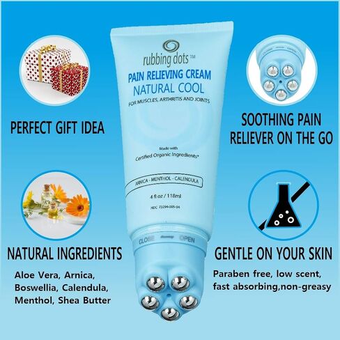 Muscle Pain Relief Cream - RUBBING DOTS 4oz Topical Lotion for Back, Neck, Shoulder, Joint, Knee, Foot, Leg & Arthritis Aches | Natural Rub-On Treatment & Massage Therapy Balm in Saudi Arabia