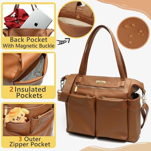 miss fong Diaper Bag Tote Leather Diaper Bag Backpack Pañaleras Para Bebe with 15 Pockets,Leather Diaper Tote with Diaper Changing Pad, Baby Bag for Moms Mommy Bag for Women in Saudi Arabia