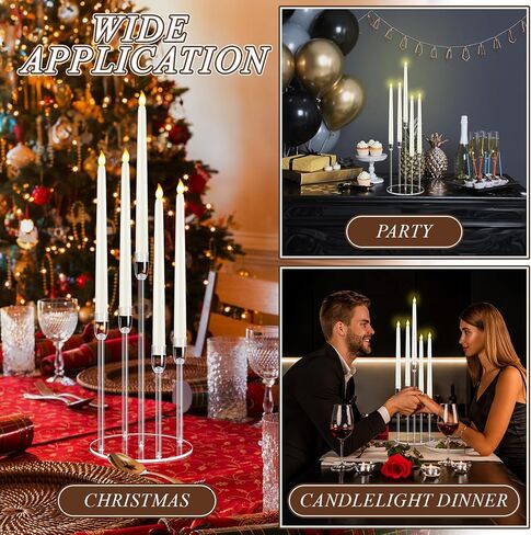 Barydat 4 Pieces Acrylic Candelabra Centerpiece Clear 5 Arms Candle Holder Centerpiece Taper Candle Holder Bulks Candlestick Holder for Wedding Christmas Party Gift, Fit 0.87" LED Candles in Kuwait