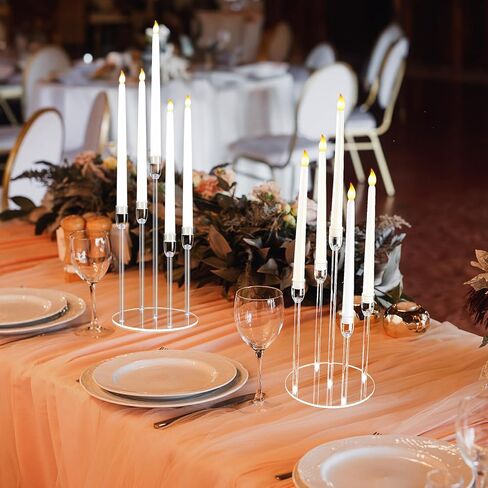 Barydat 4 Pieces Acrylic Candelabra Centerpiece Clear 5 Arms Candle Holder Centerpiece Taper Candle Holder Bulks Candlestick Holder for Wedding Christmas Party Gift, Fit 0.87" LED Candles in Kuwait