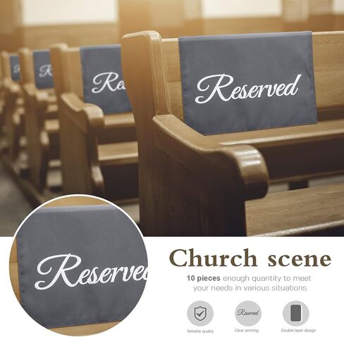 10 Pack Reserved Seating Signs Reserved Chair Signs Church Pew Reserved Signs Reserved Cloths Placeholder for Wedding, Meeting or Event, 11.81 x 17.72 Inches (Grey) in Kuwait