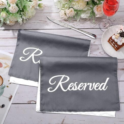 10 Pack Reserved Seating Signs Reserved Chair Signs Church Pew Reserved Signs Reserved Cloths Placeholder for Wedding, Meeting or Event, 11.81 x 17.72 Inches (Grey) in Kuwait