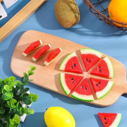 18 قطعة من شرائح البطيخ المزيفة الصغيرة ديكور البطيخ الاصطناعي، محاكاة واقعية الفاكهة الاصطناعية، ديكور البطيخ للمنزل والمطبخ وديكور الحفلات التصوير الفوتوغرافي in Kuwait
