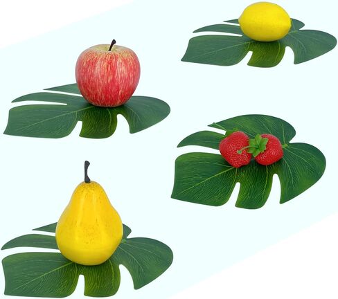 22 قطعة من الفاكهة الصناعية، فاكهة صناعية مع اوراق النخيل لتزيين الحفلات، فاكهة صناعية واقعية لتزيين الطاولة وديكور المنزل والمطبخ والتفاح والبرتقال والفراولة والعنب in Kuwait