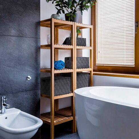 سلال تخزين منسوجة من KEDSUM، صناديق وصناديق وسلال تخزين بأغطية، وسلال ذات أشرطة منسوجة، وسلال تخزين منسوجة من النايلون، ومقابض حمل مدمجة (مجموعة سوداء من 4) in Kuwait