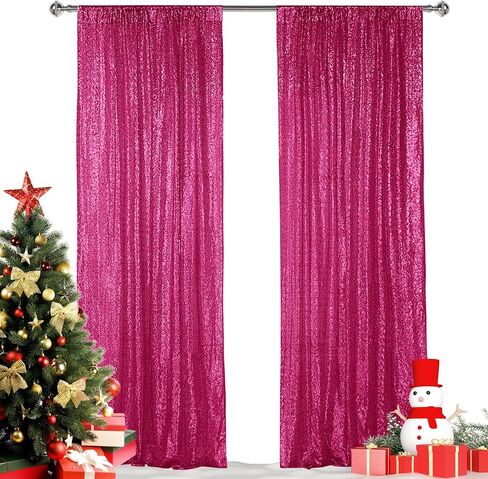 Hahuho Purple Sequin Backdrop Curtain, 2PCS 2FTx8FT Glitter Backdrop Curtain for Parties, Christmas, Wedding, Party Decoration（2 Panels, 2FT x 8FT, Purple in Saudi Arabia