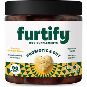 فورتيفاي بروبيوتيك للكلاب - مكملات صحة الأمعاء والبروبيوتيك للحيوانات الأليفة مع البريبايوتكس والألياف وجذور الهندباء والقرع I للإسهال ونباتات الأمعاء ودعم الجهاز الهضمي، 6 سلالات مسبقة ومضغ البروبيوتيك للكلاب، 90 قيراط in Kuwait