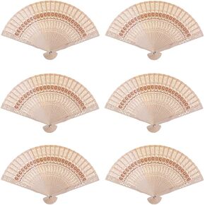 مجموعة من 6 قطع من مروحة خشب الصندل من Minelife من 6 مراوح قابلة للطي، هدايا الزفاف وأعياد الميلاد وديكورات المنزل in Kuwait