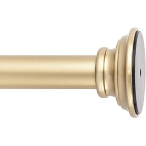 Snug Set | Ultra Strong Secure Hold Tension | Gold Window Curtain Rod | Easy Mount | 2" Silicone Never Slip Pads | Durable Steel Construction | 7/8" Diameter