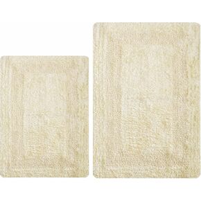 طقم سجاد حمام سميك مكون من قطعتين مصنوع من القطن بنسبة 100% مقاس 21x34/17x24 بلون أزرق سبا، مجموعة سجاد حمام قابلة للعكس، سجادة حمام قطنية، سجاد حمام قطني، سجادة ناعمة ماصة قابلة للغسل في الغسالة، سجاد حمام غرفة المعيشة in Kuwait