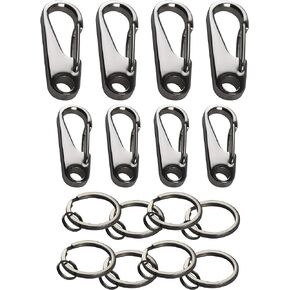 سلسلة مفاتيح من 8 قطع مقاس 6 ملم - مصنوعة من الستانلس ستيل 304 شديدة التحمل بسمك 6 ملم، مشبك حلقة تسلق مع حلقة مفاتيح وخطاف سريع الفك وحامل سلسلة مفاتيح in Kuwait