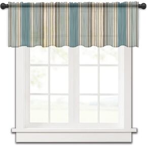 Semi Sheer Valance Curtains, Christmas Tree Truck Cardinal Bird Pine Branch Cone Ball Snowflake Red Rod Pocket Light Filtering Voile Short Window Treatments for Kitchen Bedroom 54" W x 18" L,1 Panel in Kuwait