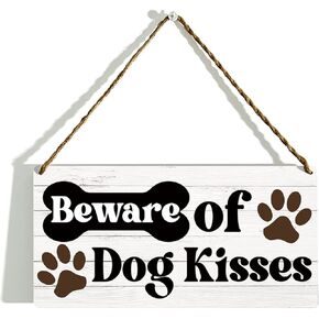 Beware of Dog Kisses Sign, Dog Decor, Gift For Dog Mom, Dog Stuff, Dog Room Decor, Dog Lovers Gifts, Pet Lovers Gifts, Dog Wall Decor, Dog Signs for Home Decor, 12x6 Inch Wood Wall Hanging Decor in Kuwait