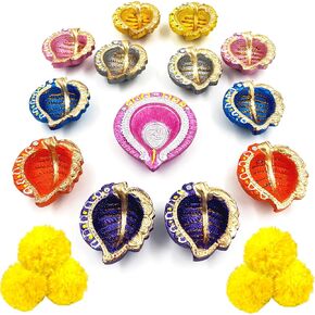 كيه اس جون مجموعة من 13 قطعة مع فتائل قطنية من الطين الطبيعي بتصميم ديوالي دياس للزينة من ديوالي دياس، مجموعة من 13 قطعة مصنوعة يدويا من الطين الطبيعي in Kuwait