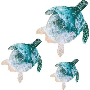 3 قطع من فيفي كومفي ديكور حائط سلحفاة البحر - سلحفاة بحرية خشبية من القماش - ديكور فني بطابع شاطئ معلق - سلحفاة البحر الحياة البحرية ديكور حائط داخلي خارجي حمام المنزل مكتب ديكور الحائط in Kuwait