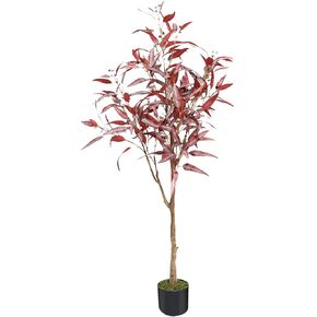 شجرة مطاطية صناعية من Melli Welli بطول 4 أقدام نبات مطاطي صناعي ونباتات أرضية صناعية شجرة وهمية في وعاء شجرة اللبخ لديكور المنزل في الأماكن المغلقة وفي الهواء الطلق وغرفة المعيشة ومتجر المكتب in Kuwait