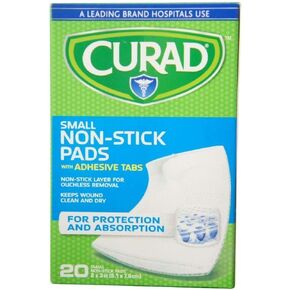Curad Small Non-Stick Pads With Adhesive Tabs 2 Inches X 3 Inches 20 Each (Pack of 2)