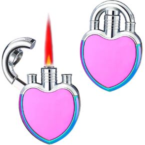 Torch Lighter, Jet Red Flame Windproof Gas Lighter Butane Lighters Refillable Butane Gas, Creative Love Lock Lighters Ice Surface Design Gifts for Birthday,Christmas,Festival,Lover(Rainbow Ice) in Kuwait