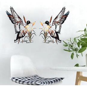 sietioji 2 جهاز كمبيوتر شخصى ريفي المعادن بطة جدار الفن ديكور لديكور المنزل غرفة، 3d المعادن الجدار الديكور ريفي المقصورة ديكور الانتهاء من ديكور الجدار شنقا ديكور جدار معدني لهدايا ديكور الحائط in Kuwait