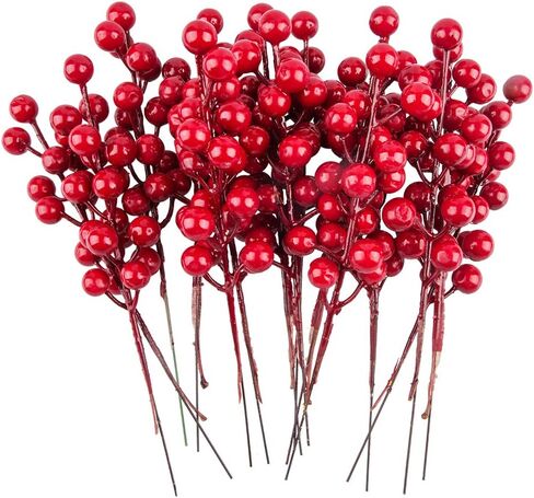سونكو 15 قطعة من سيقان التوت الأحمر، اللقطات الاصطناعية التوت الأحمر لعيد الميلاد لتزيين شجرة عيد الميلاد، الزينة، الحرف اليدوية، العطلة والديكور المنزلي، 7.87 بوصة in Kuwait